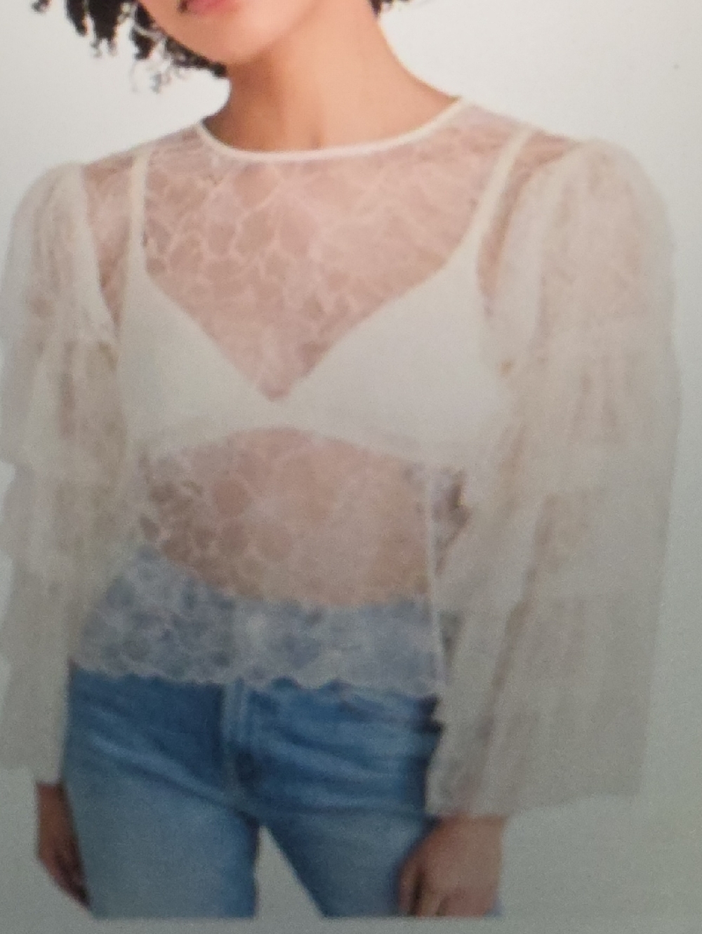 FRAME Layered Ruffle Sleeve Blouse Cream Size S $498